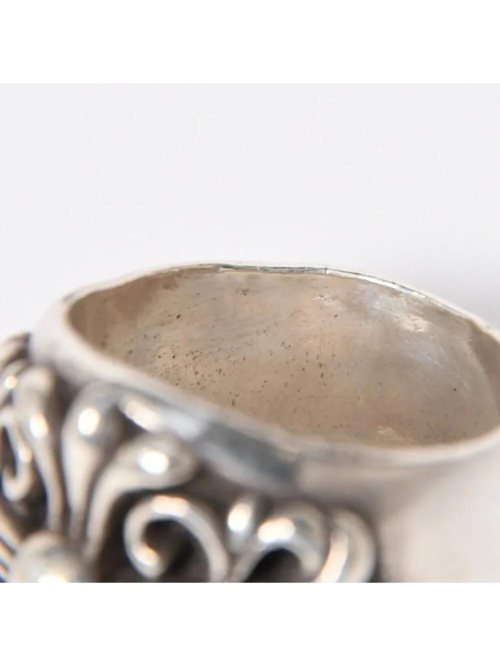 Chrome Hearts Keeper Ring Floral Arabesque Pattern 925 Sterling Silver